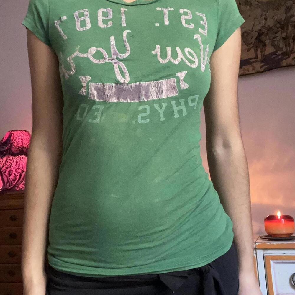 Green vintage Y2K baby tee #indie